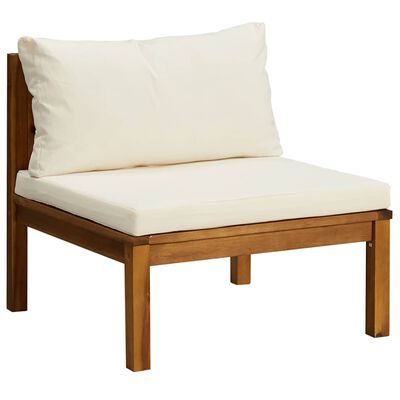 vidaXL 2 Piece Garden Sofa Set with Cream White Cushions Acacia Wood, cream white vidaXL 2 Piece Garden Sofa Set with Cream White Cushions Acacia Wood