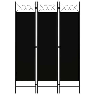 vidaXL 3-Panel Room Divider Black 120x180 cm, black vidaXL 3-Panel Room Divider Black 120x180 cm