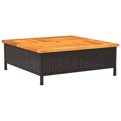 vidaXL Garden Table Black 70x70x25 cm Rattan and Acacia Wood