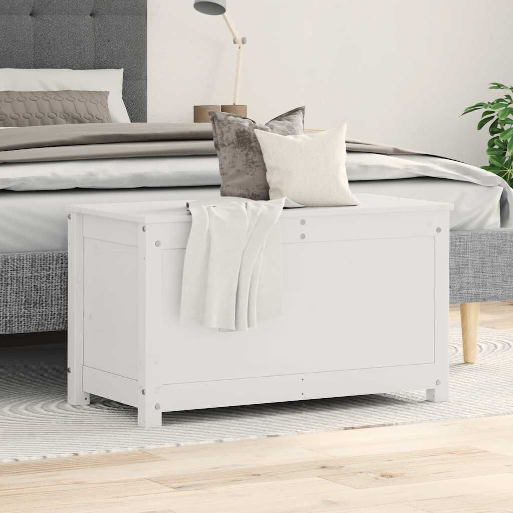 vidaXL Storage Box White 80x40x45.5 cm Solid Wood Pine