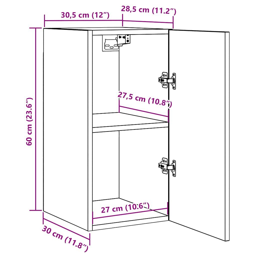 vidaXL TV Cabinets 2 pcs Black 30.5x30x60 cm Engineered Wood