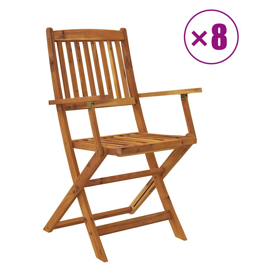vidaXL 9 Piece Folding Garden Dining Set Solid Acacia Wood