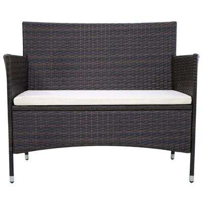 vidaXL Garden Bench 106 cm Poly Rattan Brown, brown vidaXL Garden Bench 106 cm Poly Rattan Brown
