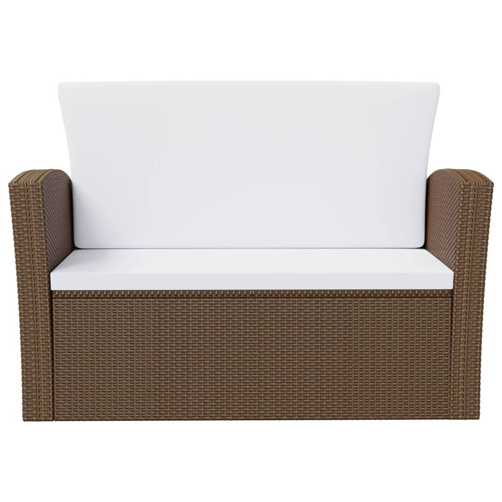 vidaXL 8 Piece Garden Lounge Set with Cushions Poly Rattan Brown