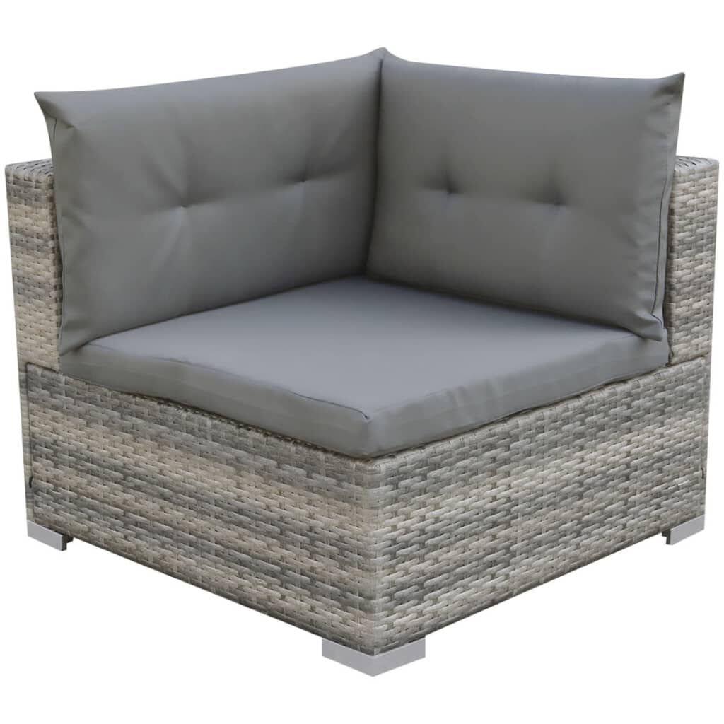 vidaXL 10 Piece Garden Lounge Set with Cushions Poly Rattan Grey