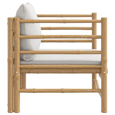 vidaXL Garden Sofa with Light Grey Cushions Bamboo, light grey vidaXL Garden Sofa with Light Grey Cushions Bamboo