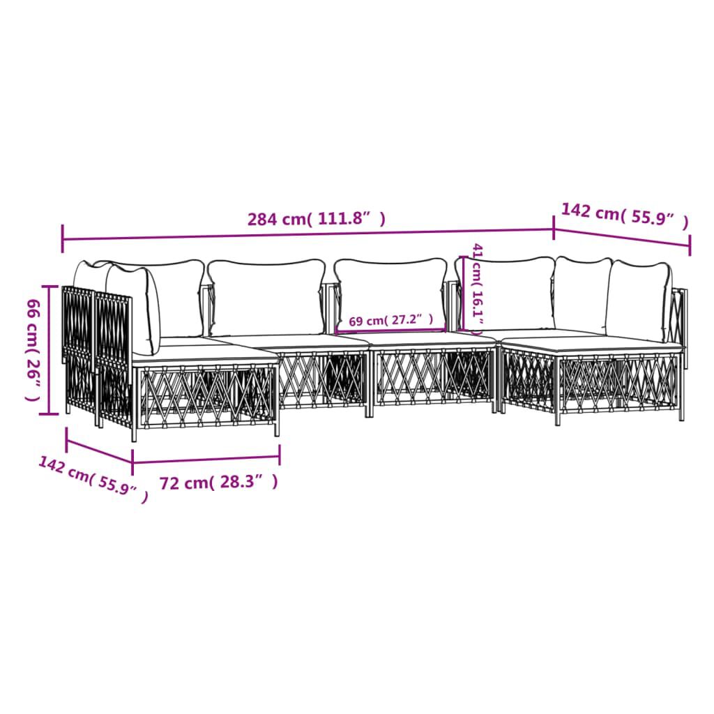 vidaXL 6 Piece Garden Lounge Set with Cushions Anthracite Steel