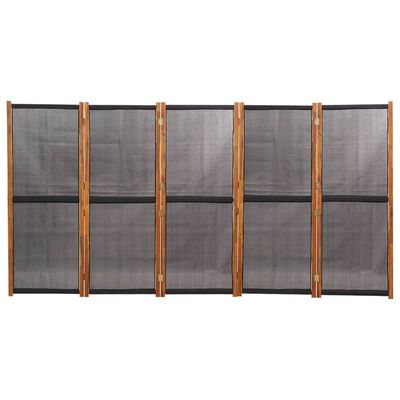 vidaXL 5-Panel Room Divider Black 350x180 cm, black vidaXL 5-Panel Room Divider Black 350x180 cm
