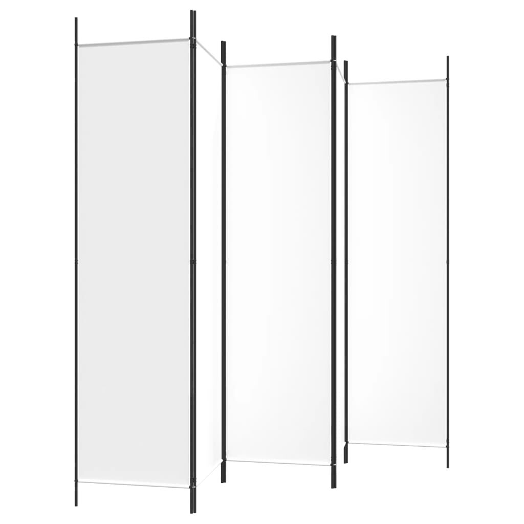 vidaXL 5-Panel Room Divider White 250x200 cm Fabric
