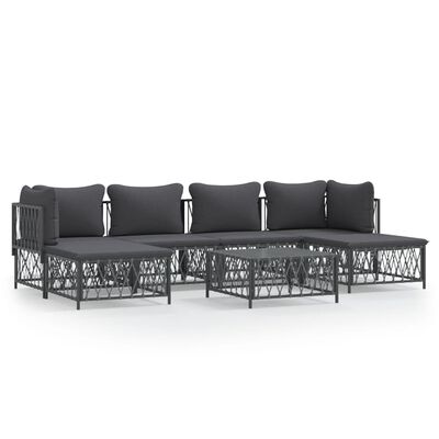 vidaXL 7 Piece Garden Lounge Set with Cushions Anthracite Steel, anthracite vidaXL 7 Piece Garden Lounge Set with Cushions Anthracite Steel