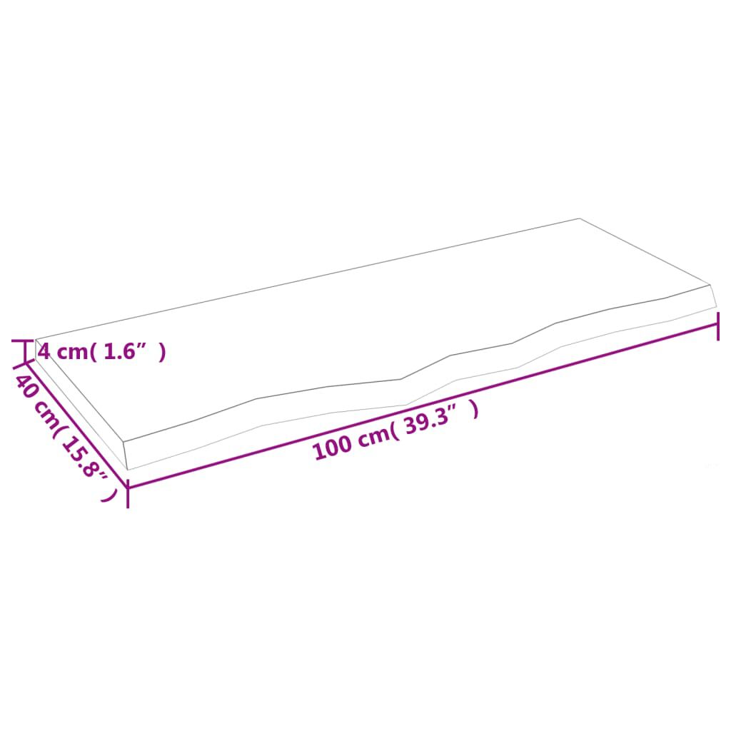 vidaXL Table Top Light Brown 100x40x(2-4) cm Treated Solid Wood Oak