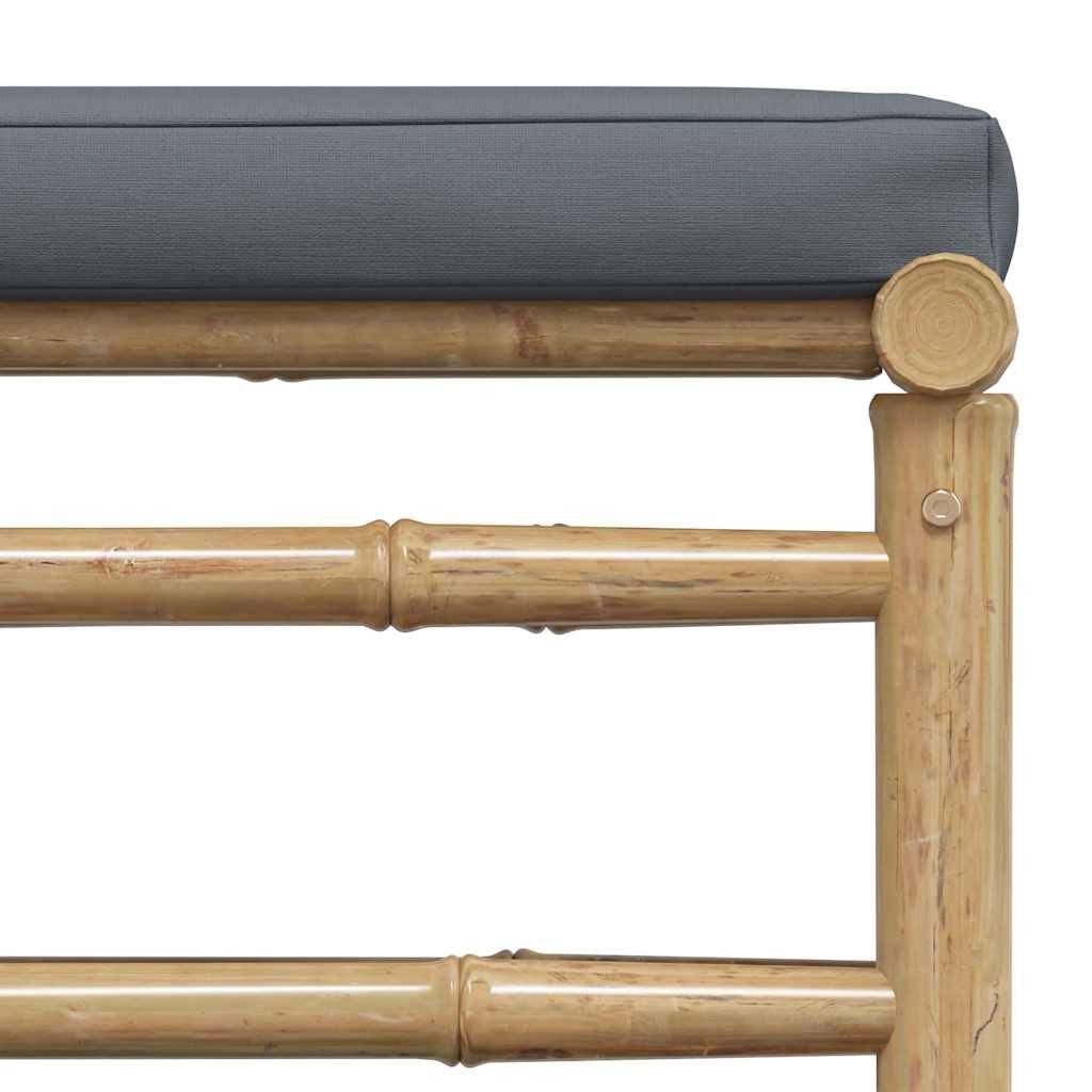 vidaXL 3 Piece Garden Lounge Set with Dark Grey Cushions Bamboo