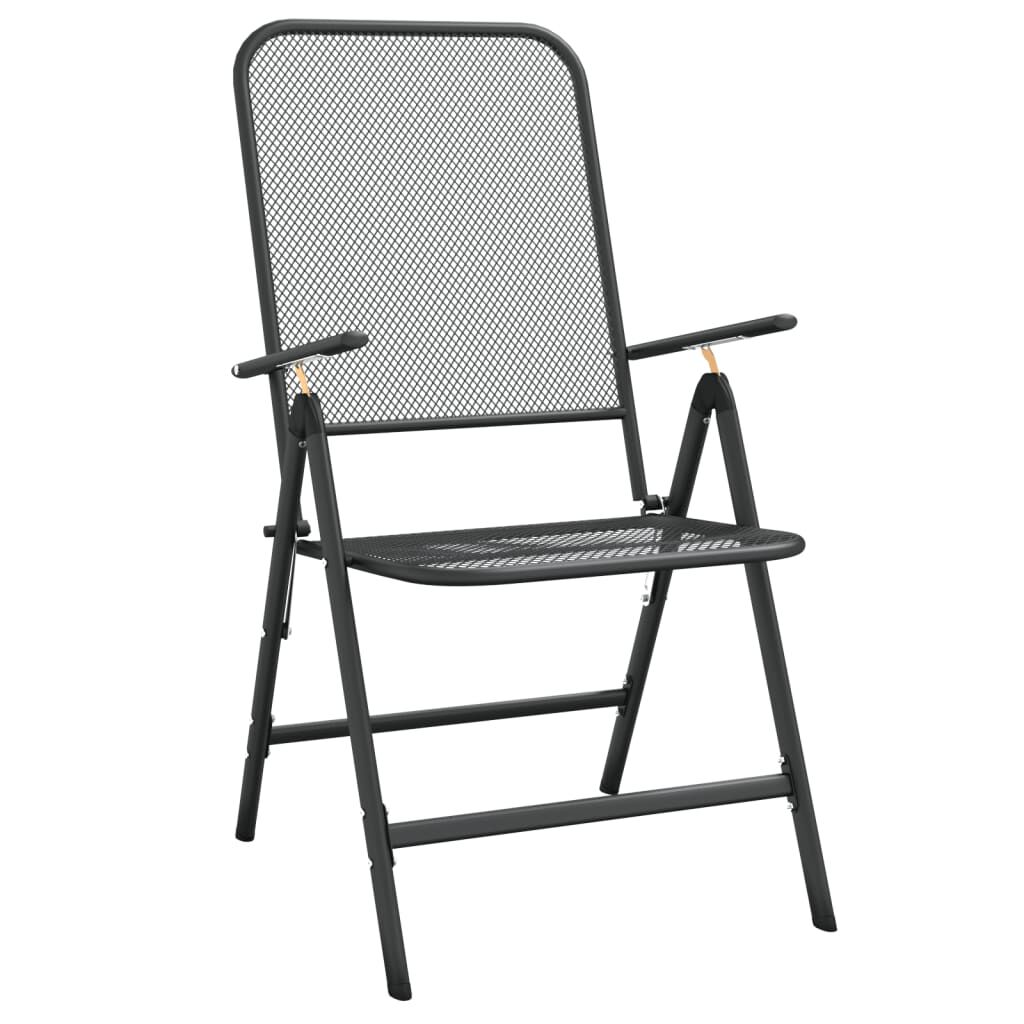 vidaXL 3 Piece Garden Dining Set Expanded Metal Mesh Anthracite