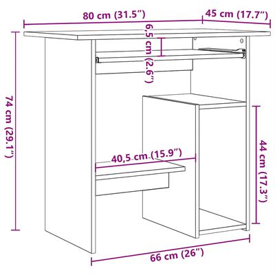 vidaXL Desk Concrete Grey 80x45x74 cm Engineered Wood