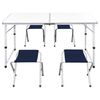 vidaXL Foldable Camping Table Set with 4 Stools Height Adjustable 120 x 60 cm