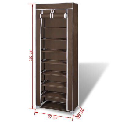 Fabric Shoe Cabinet with Cover 162 x 57 x 29 cm Brown, brown Fabric Shoe Cabinet with Cover 162 x 57 x 29 cm Brown