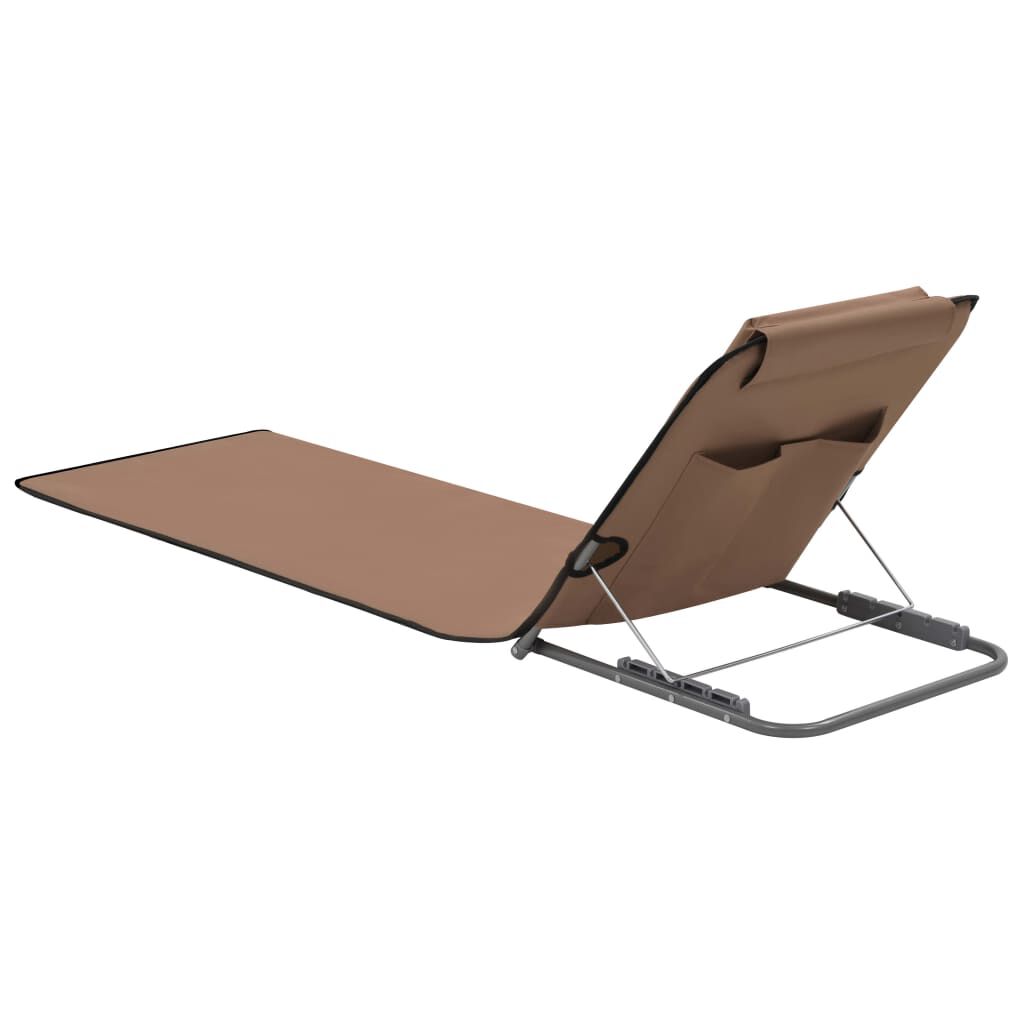 vidaXL Folding Beach Mats 2 pcs Steel and Fabric Brown