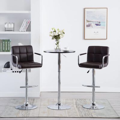 vidaXL Bar Stools 2 pcs Brown Faux Leather, brown vidaXL Bar Stools 2 pcs Brown Faux Leather