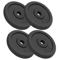 vidaXL Weight Plates 4 pcs 4x5 kg Cast Iron,  vidaXL Weight Plates 4 pcs 4x5 kg Cast Iron