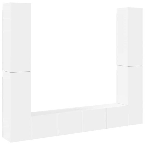 vidaXL 6 Piece TV Cabinet Set White Engineered Wood