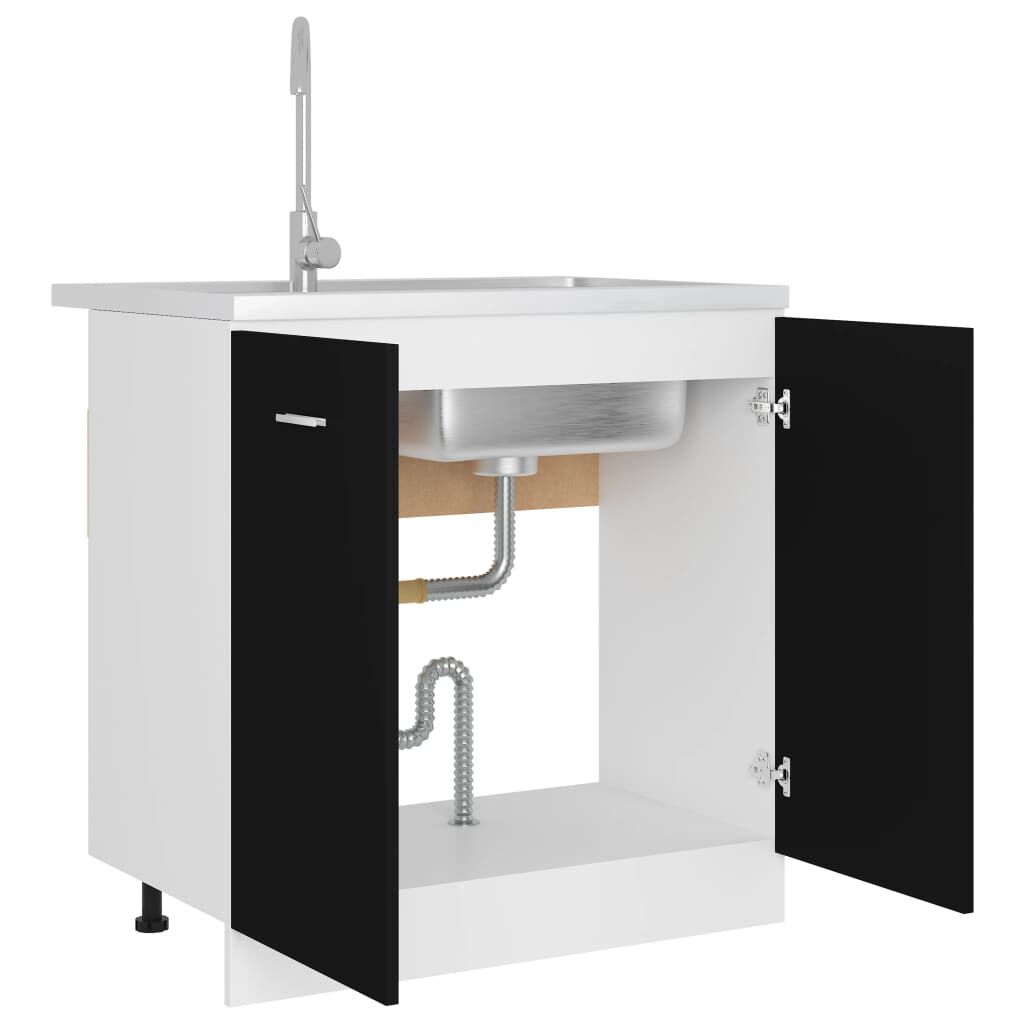 vidaXL Sink Bottom Cabinet Lyon Black 80x46x81.5 cm Engineered Wood