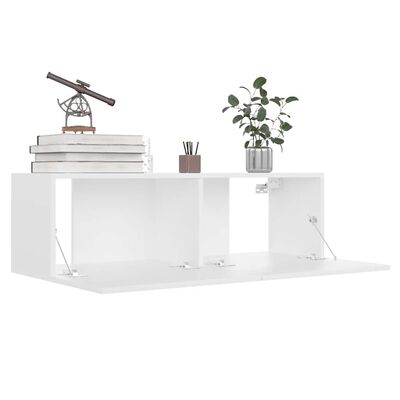 vidaXL TV Cabinet White 100x30x30 cm Engineered Wood, white vidaXL TV Cabinet White 100x30x30 cm Engineered Wood