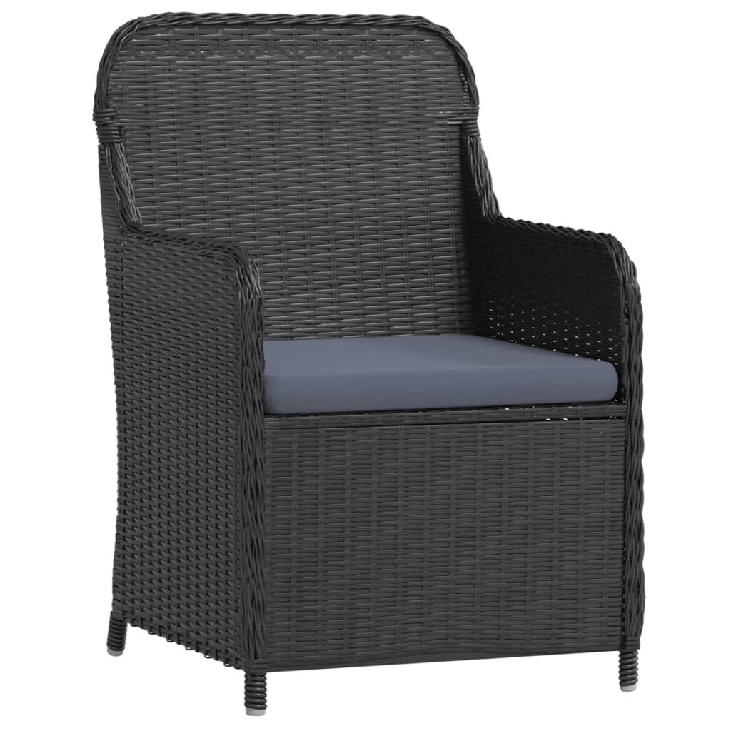vidaXL 3 Piece Garden Dining Set with Cushions Black