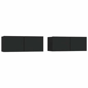 vidaXL 2 Piece TV Cabinet Set Black 80x30x30 cm Engineered Wood