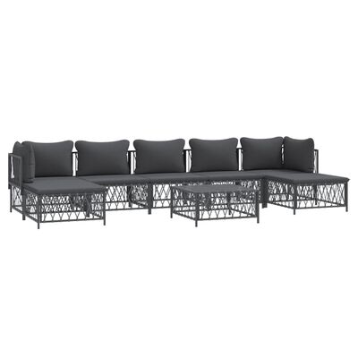 vidaXL 8 Piece Garden Lounge Set with Cushions Anthracite Steel, anthracite vidaXL 8 Piece Garden Lounge Set with Cushions Anthracite Steel