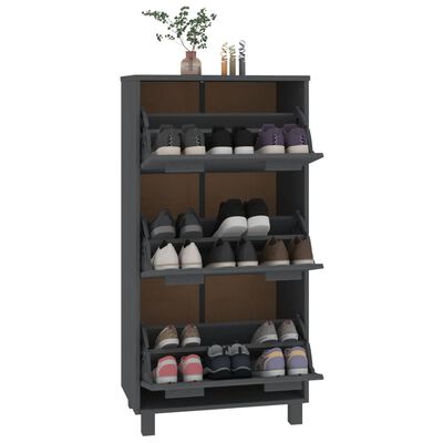 vidaXL Shoe Cabinet HAMAR Dark Grey 59.5x35x117 cm Solid Wood Pine, dark grey vidaXL Shoe Cabinet HAMAR Dark Grey 59.5x35x117 cm Solid Wood Pine