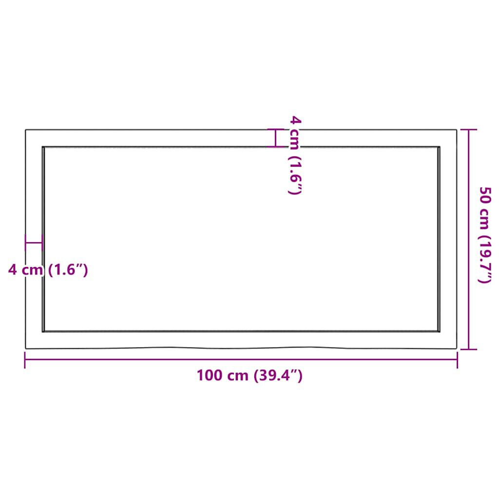 vidaXL Wall Shelf Light Brown 100x50x(2-4) cm Treated Solid Wood Oak