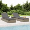 vidaXL Sunbed with Cushion Grey 201x55x62 cm Poly Rattan