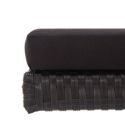 vidaXL Garden Bench with Cushions 176 cm Black Poly Rattan, black vidaXL Garden Bench with Cushions 176 cm Black Poly Rattan