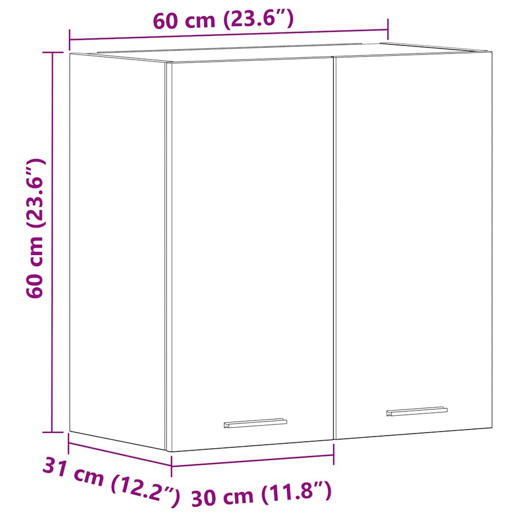 vidaXL Hanging Cabinet Lyon Black 60x31x60 cm Engineered Wood