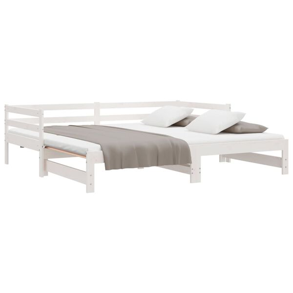 vidaXL Pull-out Day Bed without Mattress White 90x200 cm
