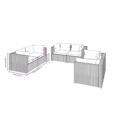 vidaXL 6 Piece Garden Lounge Set with Cushions Poly Rattan Grey, grey and anthracite vidaXL 6 Piece Garden Lounge Set with Cushions Poly Rattan Grey