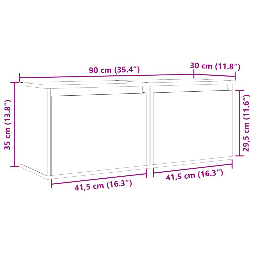 vidaXL Wall Cabinets 2 pcs 45x30x35 cm Solid Pinewood