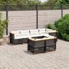 vidaXL 7 Piece Garden Sofa Set with Cushions Black Poly Rattan