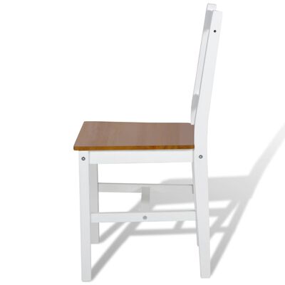 vidaXL Dining Chairs 4 pcs White Pinewood, white and beige vidaXL Dining Chairs 4 pcs White Pinewood