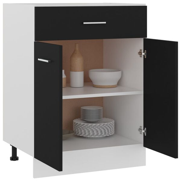 vidaXL Drawer Bottom Cabinet Lyon Black 60x46x81.5 cm Engineered Wood