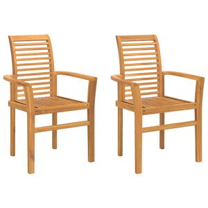vidaXL Dining Chair | Set of 2 | Brown | Solid Teak wood | Standard | Durable
