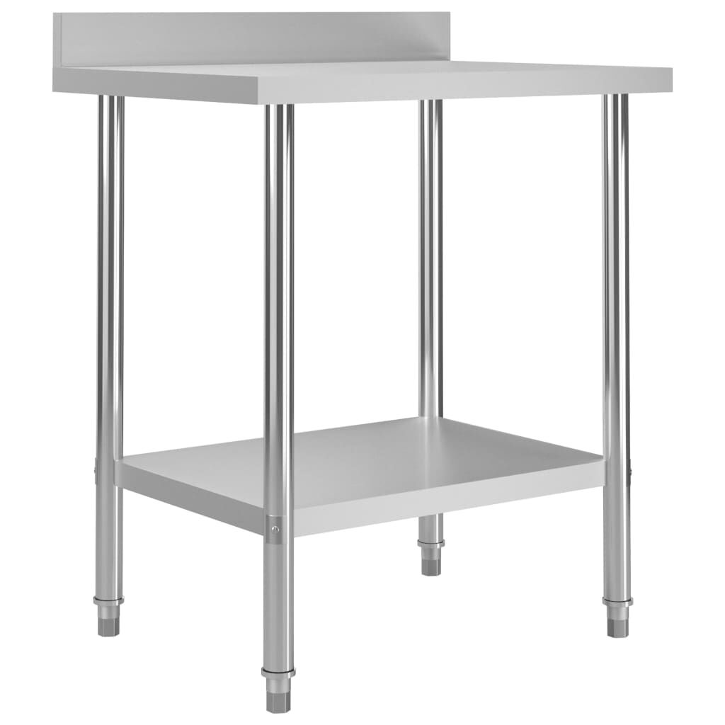vidaXL Kitchen Work Table with Backsplash 80x60x93 cm Stainless Steel