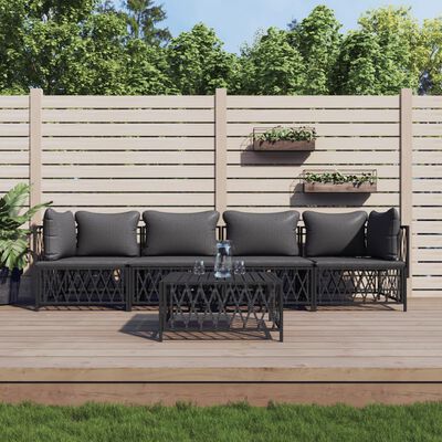 vidaXL 5 Piece Garden Lounge Set with Cushions Anthracite Steel, anthracite vidaXL 5 Piece Garden Lounge Set with Cushions Anthracite Steel