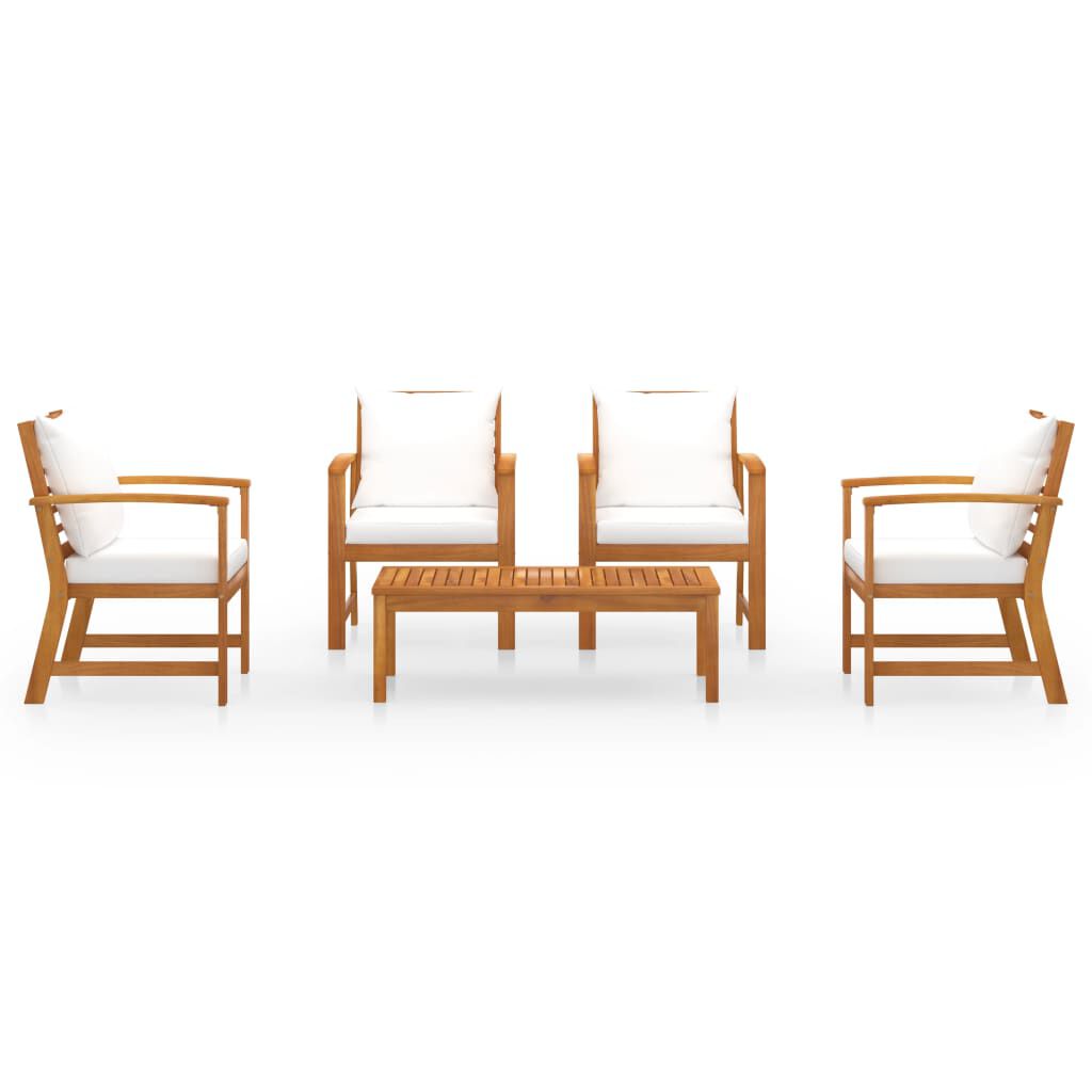vidaXL 5 Piece Garden Lounge Set with Cushion Solid Acacia Wood