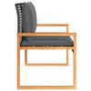 vidaXL Garden Bench with Cushion Black Poly Rattan Acacia Wood