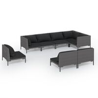 vidaXL 10 Piece Garden Lounge Set with Cushions Poly Rattan Dark Grey