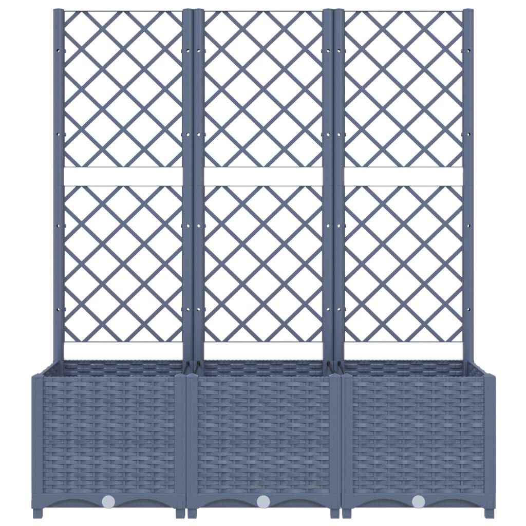 vidaXL Garden Planter with Trellis Blue Grey 120x40x136 cm PP
