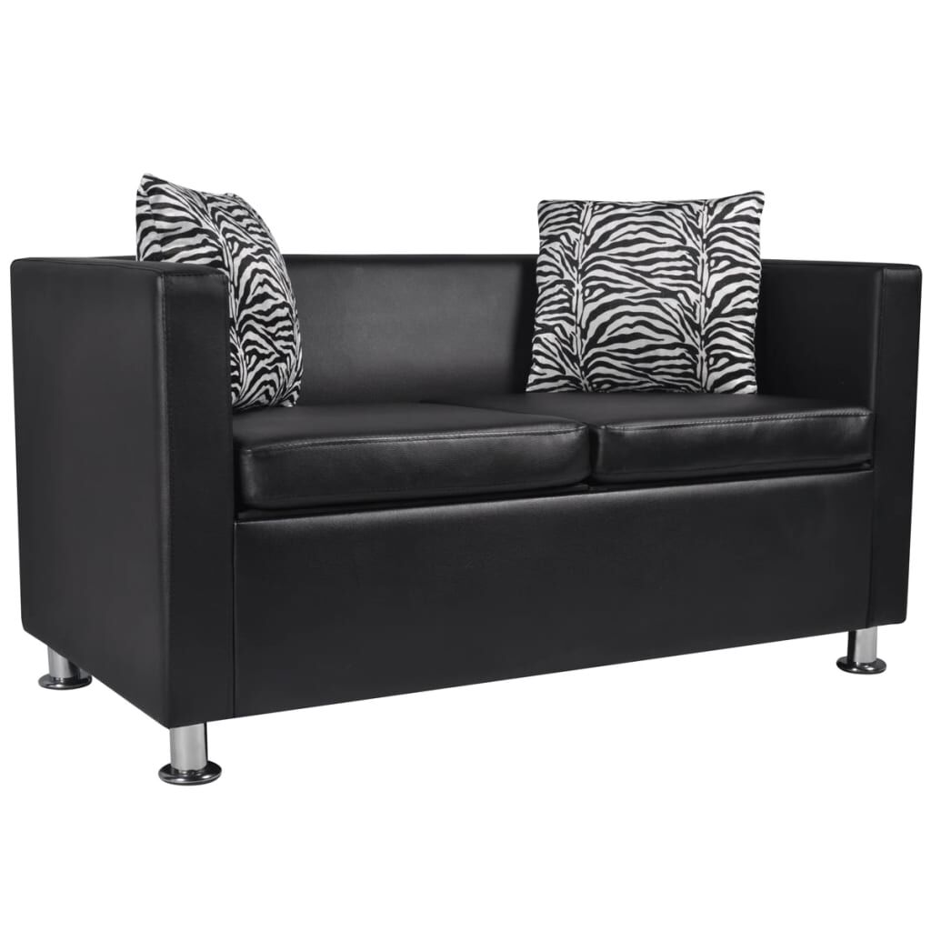 vidaXL Sofa 2-Seater Artificial Leather Black