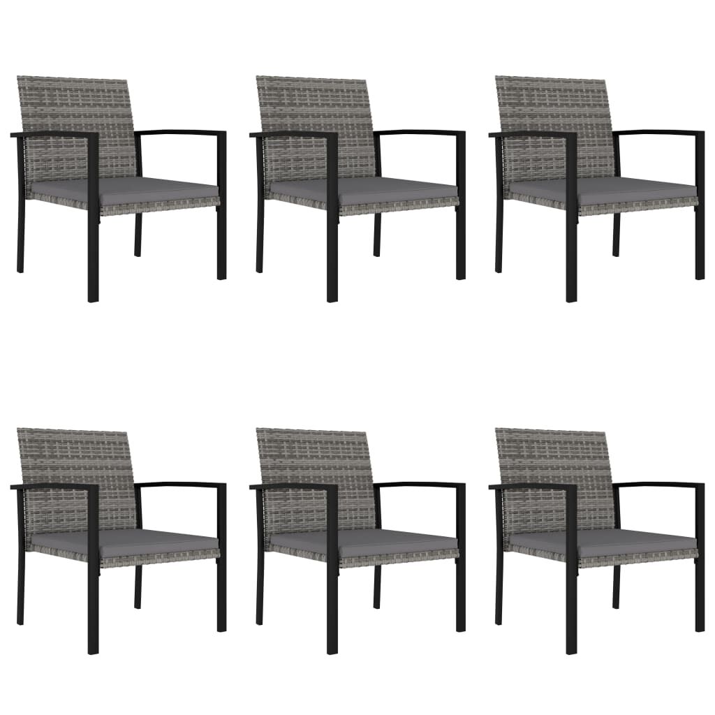vidaXL 7 Piece Garden Dining Set Poly Rattan Grey