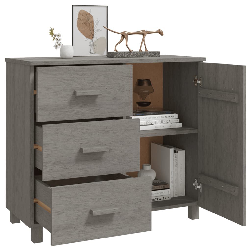 vidaXL Sideboard HAMAR Light Grey 90x40x80 cm Solid Pinewood